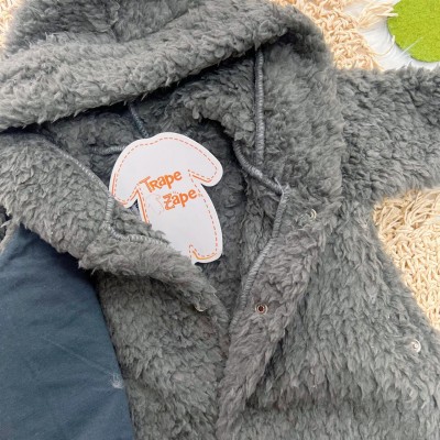 Macacão de Pelinho Sherpa Leão com Capuz - Grafite